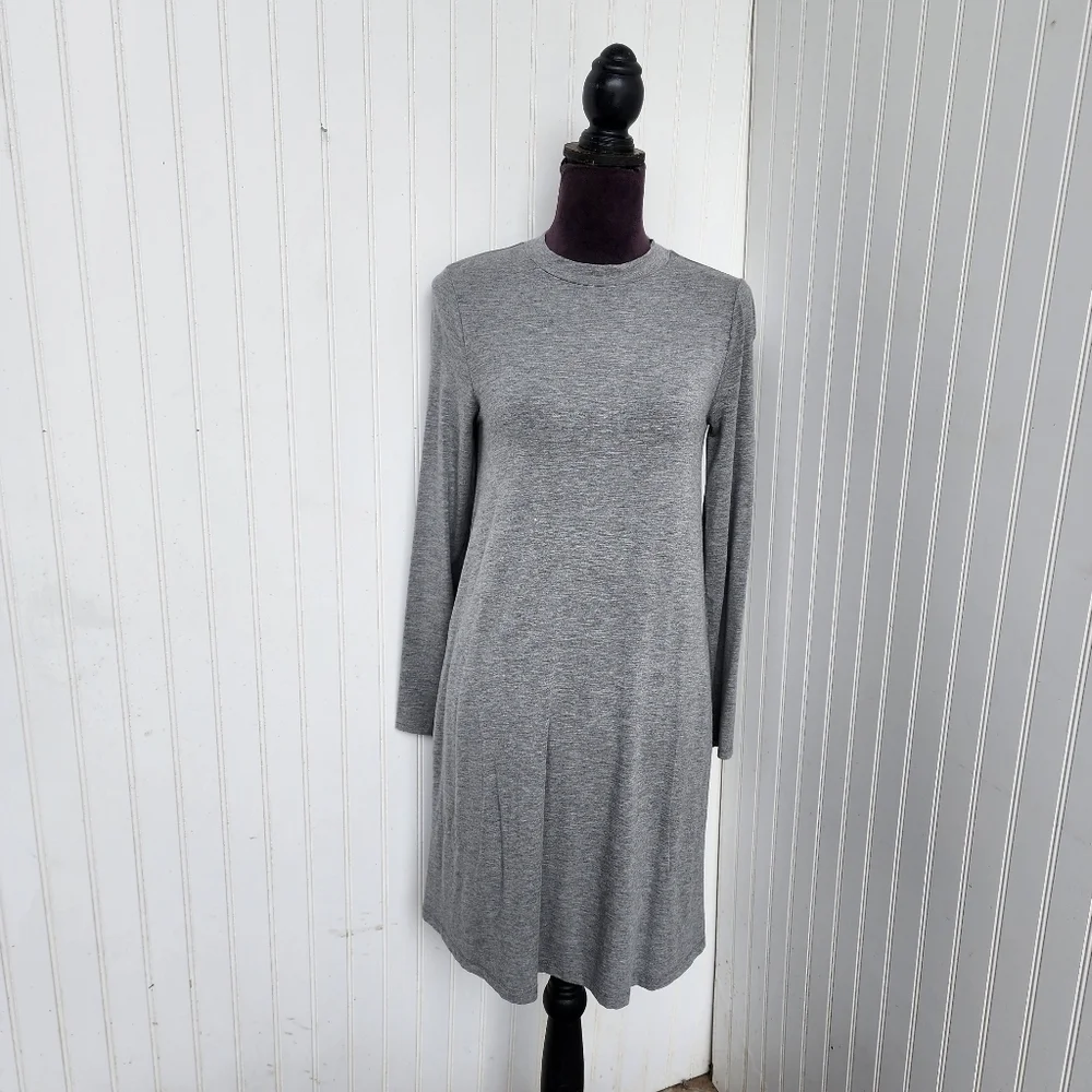 J. CREW Women's Gray Knit Sheath Dress Long Sleeve Women's Stretch Sz S